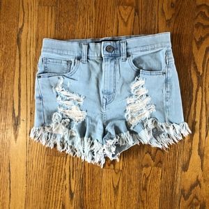 Express Light Wash Distressed Denim Shorts size 8